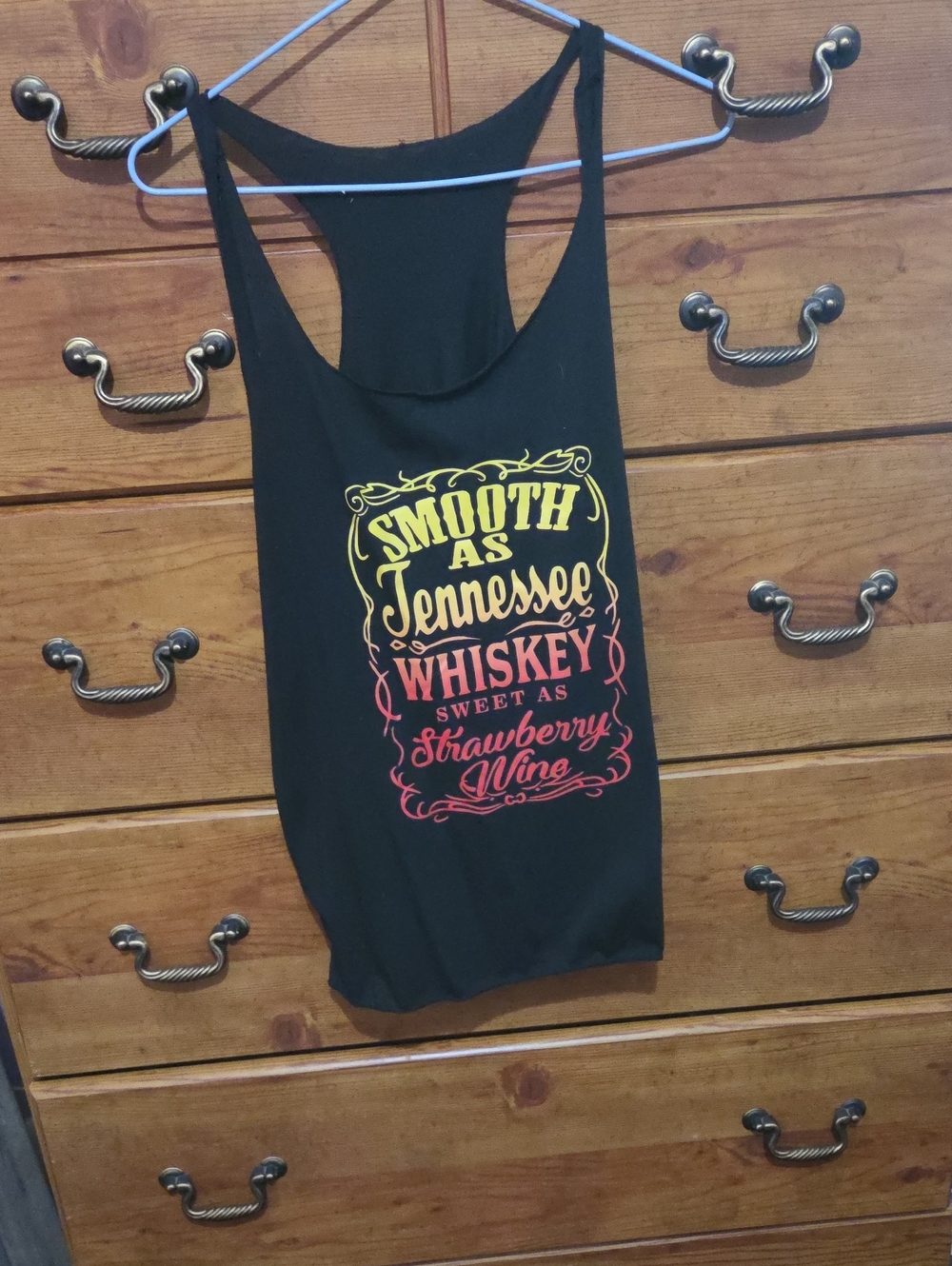SHEIN Black Racerback Tank with Yellow and Red Graphic